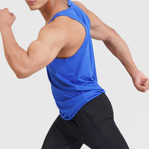 Camiseta sin mangas de canalé para hombre, personalizada al por mayor, para gimnasio y entrenamiento, de poliéster/algodón de alta calidad, de secado rápido, formal. - Product Image 3