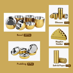 ชุดอาหารเย็นเคลือบ PVD ลายมงกุฎ65ชิ้นชุดอุปกรณ์ทานอาหารเย็นเคลือบ PVD สำหรับร้านอาหารบ้านแพ็คของขวัญ65ชิ้น - Product Image 2