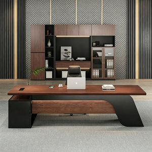 Walnut Brown Solid Wood <b>L</b>-<b>Shaped</b> Executive <b>Desk</b> with Wireless Power Outlet and Privacy Panel 1-Year Warranty - Product Image 3
