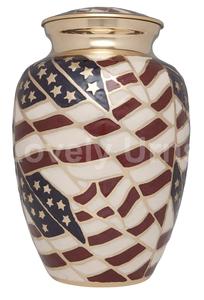 ธงชาติอเมริกาทองเหลืองเผาศพอนุสรณ์งานศพเถ้ามนุษย์ Urns ฟรีถุงกํามะหยี่ - Product Image 2