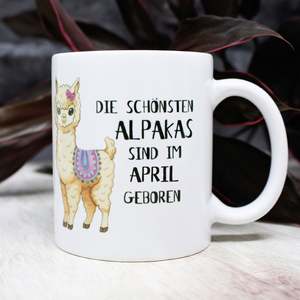 Tasse en céramique avec design animal 3D, motif alpaga le plus beau d'Avril, compatible lave-vaisselle et micro-ondes, isolée thermiquement avec couvercle, idéale pour les cadeaux - Product Image 2
