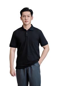 เสื้อเชิ้ตแขนสั้นลำลอง น้ำหนัก 200 กรัม กระดุมหน้า ผ้าถักทั่วไป TC 60% คอตตอน +40% โพลีเอสเตอร์ สีดำ ผลิตในเวียดนาม - Product Image 6