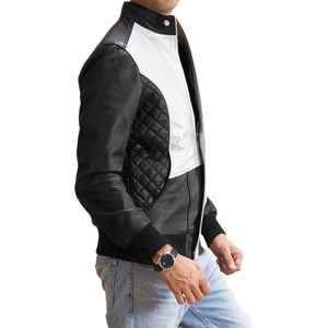 Vestes pour hommes, couleur noir et blanc, cuir véritable, veste en cuir de motard, veste de moto pour hommes en 2026 - Product Image 2