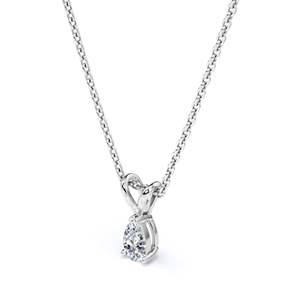 Collier pendentif élégant RITZIN NEH1342 avec diamant taille poire - Plaqué or blanc 18 carats sur argent - Product Image 3