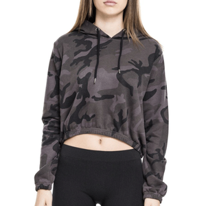 OEM Manufacturer Gray Camouflage Crop Hoodies Solid Breathable Autumn Printed Casual Women's Crop <b>Top</b> Hoodie - Product Image 1