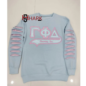 Sudadera con Capucha de Forro Polar de Doble Color con Bordado de la Hermandad Gamma Phi Delta para Mujer, Mangas Normales, Ropa Casual de Calle para Invierno - Product Image 3