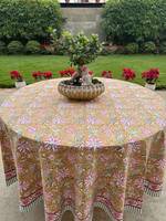 Nappe de table réutilisable en pur coton, imprimée de motifs floraux modernes, faite à la main, personnalisable, de haute qualité, pour décoration de ferme, mariage et maison