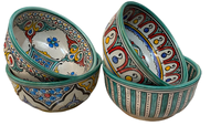 Ensemble de 4 bols en céramique colorés de la Fes, fait à la main dans la Fes, motifs peints à la main, bols à soupe et à céréales ustensiles de maison