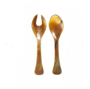 Custom Handmade Eco-Friendly <b>Cutlery</b> Buffalo Horn Long Handle Salad Serving Spoons with Modern Agate for Tableware Use - Product Image 3