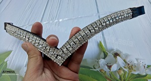 Bandeaux élégants en cuir cristal pour chevaux Rembourrage confortable en cuir de vache Accessoire élégant pour les spectacles d'équitation - Product Image 4