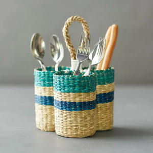 Organisateur de couverts en herbe de mer, support artisanal en herbe de mer, rangement pour ustensiles, directement du fournisseur - Product Image 3