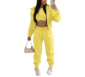 Conjunto de traje de Yoga sin costuras para mujer, ropa de Fitness transpirable hecha de poliéster Spandex con patrón sólido para gimnasio y Yoga - Product Image 1