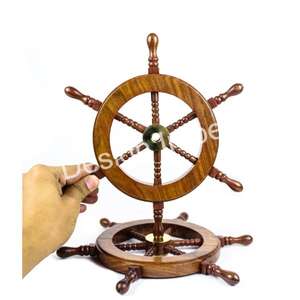 Horloge décorative de luxe de roue de bateau nautique de bureau décoration de table affichage de bureau horloge de roue de bateau nautique support décor à la maison - Product Image 2