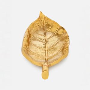 ถาดทองเหลืองสำหรับตกแต่งรูปทรงใบไม้หรูหราพร้อมผิวสีทองเหมาะสำหรับเป็นของขวัญบนโต๊ะโต๊ะการแสดงสำเนียงและตกแต่งบ้าน - Product Image 2