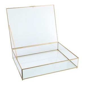 Boîte en verre métallique décorative intemporelle avec finition dorée élégante, parfaite pour les accents et l'organisation élégants de la pièce - Product Image 6