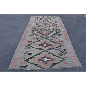 Tapis Kilim Turc Vintage 5'1 \ "X 10 'Vert Rouge Patchwork Laine Latex pour Salon Couloir 9x12 Nouveau Rectangle Jute Tapis - Product Image 1