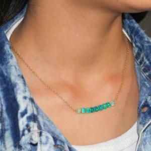 Collar de cadena de barra de Plata de Ley 925 para mujer, cuentas de ópalo verde Natural, collares de cuentas finas de tamaño de 18 pulgadas para aniversario - Product Image 3