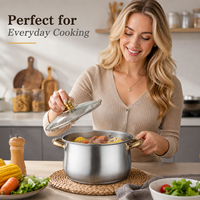 Ensemble de casseroles en acier inoxydable OEM/ODM avec poignées dorées et couvercles en verre, ensemble de 8 ustensiles de cuisine pour la maison