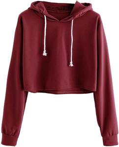 Sudadera básica de gran tamaño para mujer con mangas largas y capucha frontal logotipo bordado invierno estampado técnica Crop Top Sudadera con capucha - Product Image 1