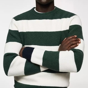 Fabricante personalizado de moda de rayas suéteres de cuello redondo de manga larga de punto suéter de los hombres - Product Image 4