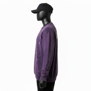 Men Sun Fade <b>Sweatshirt</b> Heavy Cotton <b>Fleece</b> Vintage Wash Purple Color Embroidery Custom Logo wash basics <b>Sweatshirt</b> for Men - Product Image 3