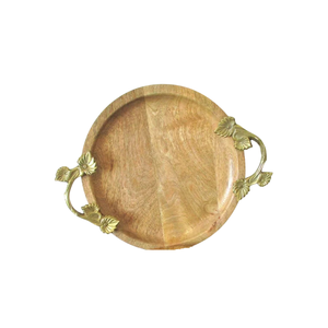 Plateau fantaisie en métal avec manche en bois Plateau de service alimentaire personnalisable pour salle à manger Cuisine pour la restauration et la décoration - Product Image 2