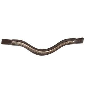 Cadena de Latón o Plata Hecha a Mano con Incrustaciones de Cuero Genuino Negro y Marrón para Banda Frontal de Caballo, Tamaño Cob Completo Extra Grande - Product Image 2