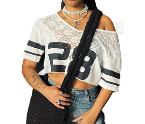 Mujeres personalizado transpirable malla entrenamiento profesional nuevo diseño cosido púrpura malla fútbol americano cuello en V con encaje - Product Image 1