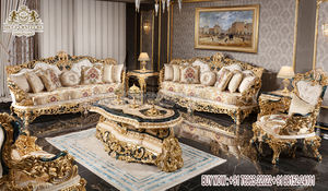 Conjunto de sofás de estilo francés tallados a mano para sala de estar, conjunto de sofás clásicos de 7 plazas para el hogar, estilo europeo - Product Image 2