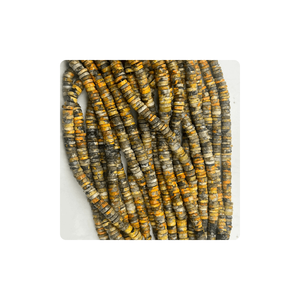 Cuentas Facetadas de Jaspe Abejorro en Forma de Neumático Heishi, Hilo de 17 Pulgadas, Cuentas Facetadas de Jaspe Abejorro Heishi en Forma de Neumático de 6-7 mm - Product Image 2
