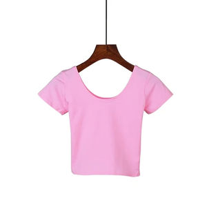 Vente en gros de tops courts décontractés en coton personnalisés, délavés à l'acide, imprimés brodés, pour femmes, t-shirt court - Product Image 2