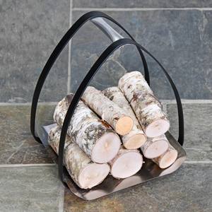 Support de rangement en bois en forme de triangle Double tuyau Design support de bois de chauffage enduit de poudre noire accessoire de jardin élégant - Product Image 4