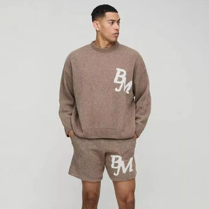 À la mode hommes surdimensionné Boxy Fit tricoté ensemble court survêtements qualité supérieure respirant tenue décontracté pull survêtements pour hommes - Product Image 1