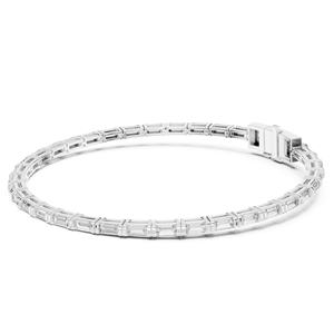 VDS Women's 14K Solid Gold Luxury Fine Jewelry <b>Baguettes</b> Cut Diamond Tennis <b>Bracelet</b> IGI Certified Natural Diamonds Bezel Collet - Product Image 2