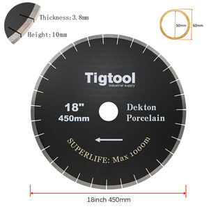 18" 450mm Dekton/Porcelain/Sintered Stone Silent Blade <strong>Superlife</strong> Max 1000m Chip-Free Cutting 45&deg; Miter Cutting Tigtool - Product Image 2