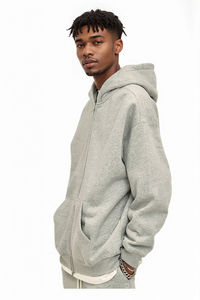 Veste à capuche surdimensionnée à double fermeture éclair pour hommes de qualité supérieure sweat à capuche zippé en coton polaire imprimé bouffant personnalisé fabricant de vêtements - Product Image 4