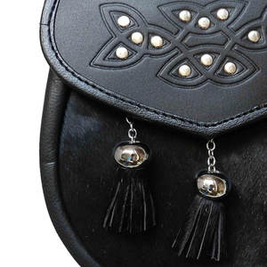 Semi vestido escocés profesional Kilt en diferentes colores con bolsa Semi Sporran de cuero con borlas de León rampantes - Product Image 5