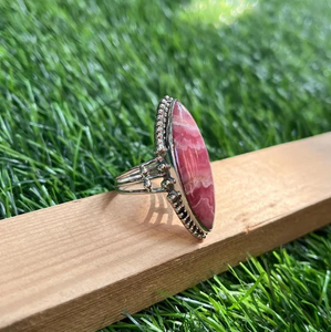 Anillo de Rodocrosita Rosa, Gema Hecha a Mano, Plata de Ley 925, Joyería Boho para Boda, Diseño Único, Regalo para Mujer - Product Image 2