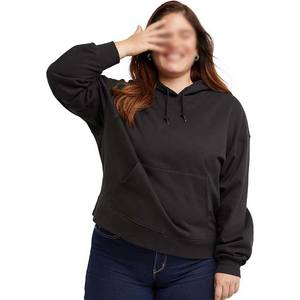 Sudaderas con capucha de mujer transpirables de talla grande de algodón polar sudaderas con capucha Pakistán negro invierno pulóver 360g lavado temporada de verano - Product Image 3