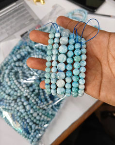 2024 nouveauté Premium qualité hommes femmes bijoux pierre naturelle perle Larimar réel cristal perles Bracelet mode pierre précieuse - Product Image 5