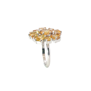 Bague Cocktail Fleur de Citrine Élégante en Argent Sterling 925 Plaqué Rhodium avec Sertissage à Griffes – Idéale pour Anniversaire, Mariage, Célébration – Meilleure Vente - Product Image 3