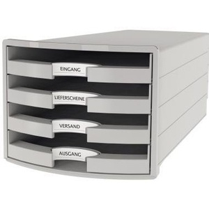 Light Gray Desktop Organizer with 4 Polystyrene <b>Drawers</b> for A4 & C4 <b>Filing</b> HAN IMPULS - Product Image 1