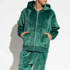 Venta al por mayor de terciopelo de cuello redondo de los hombres Sudadera con capucha de terciopelo con bolsillo frontal sudadera de terciopelo estilo Sudadera con capucha - Product Image 1