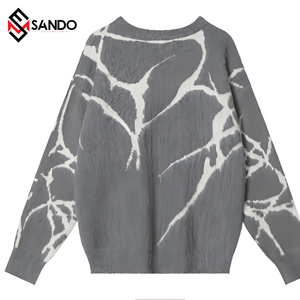 Suéter de invierno de estilo Vintage para mujer, Jersey de punto de algodón transpirable, logotipo personalizado, encaje Jacquard, cuello redondo, flores bordadas - Product Image 1