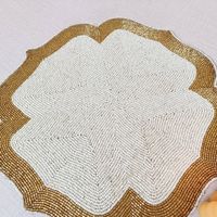Set de table fait main en perles, aspect riche, or, pièce maîtresse décorative