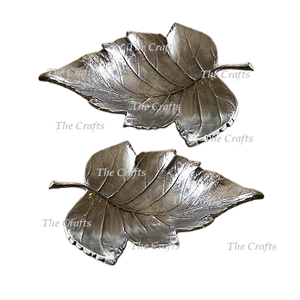 Admirable diseño hoja plato para servir hecho a mano de aluminio de color dorado comida postre bandeja plato a precios baratos - Product Image 3