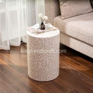 Tabouret de Table d'Appoint Rond Moderne en Nacre, Tambour Accent Café, Chevet du Vietnam, Meubles de Salon - Product Image 6