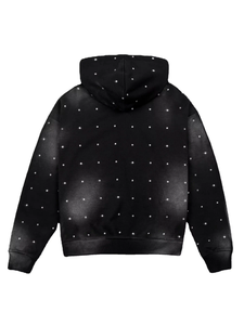 Sweat-shirt à capuche en molleton avec strass pour hommes de haute qualité 100% coton Design de diamant à la mode noire Vente en gros personnalisé Propre Logo - Product Image 5