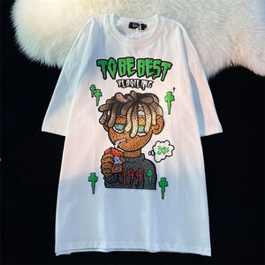 Camiseta Oversize de Algodón 100% Teñido en Hilo de 240g, Estampado Serigrafiado, Estilo Urbano Vintage, Ecológica y de Secado Rápido al por Mayor - Product Image 6