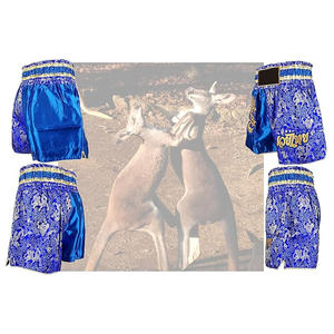 Shorts de boxe thaïlandaise Muay Satin taille haute, imprimé numérique doré, MMA, kickboxing, trunks de combat, logo frontal, vêtements d'arts martiaux, OEM - Product Image 5